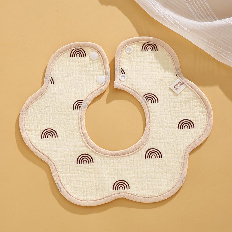 Class A Newborn Baby Saliva Towel Crepe Waterproof Petal Bib Autumn Winter Children Eating Cartoon Cotton Bib