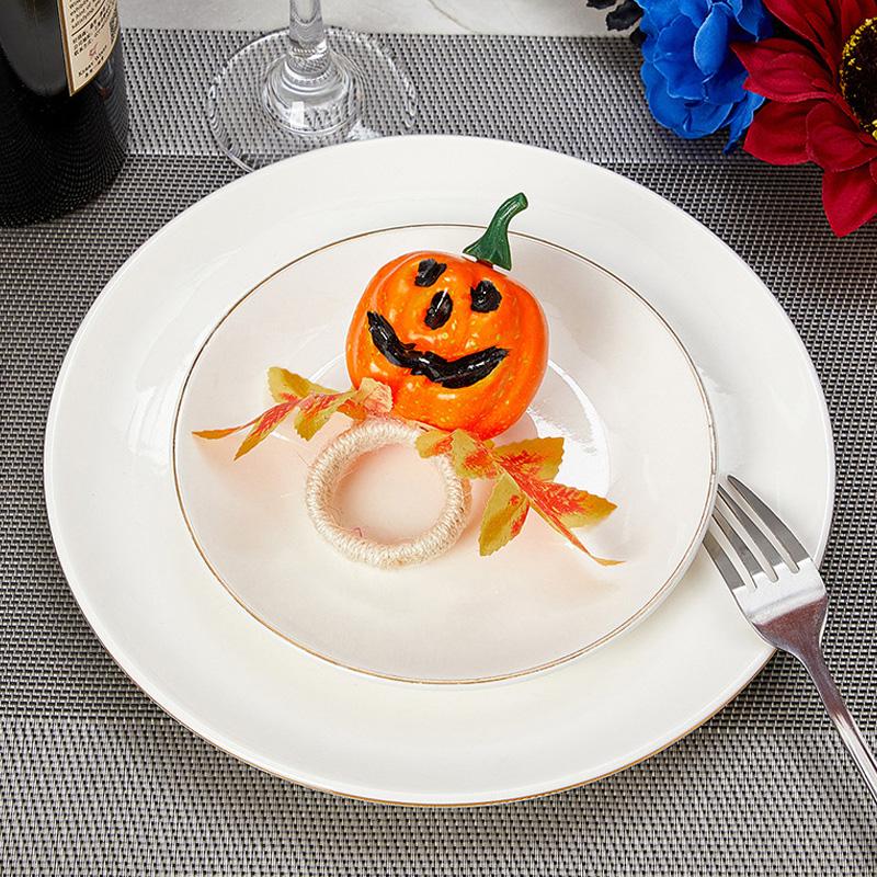 Halloween Decorative Napkin Button New Halloween Pumpkin Skull Napkin Ring Easter Pumpkin Maple Leaf Napkin Ring
