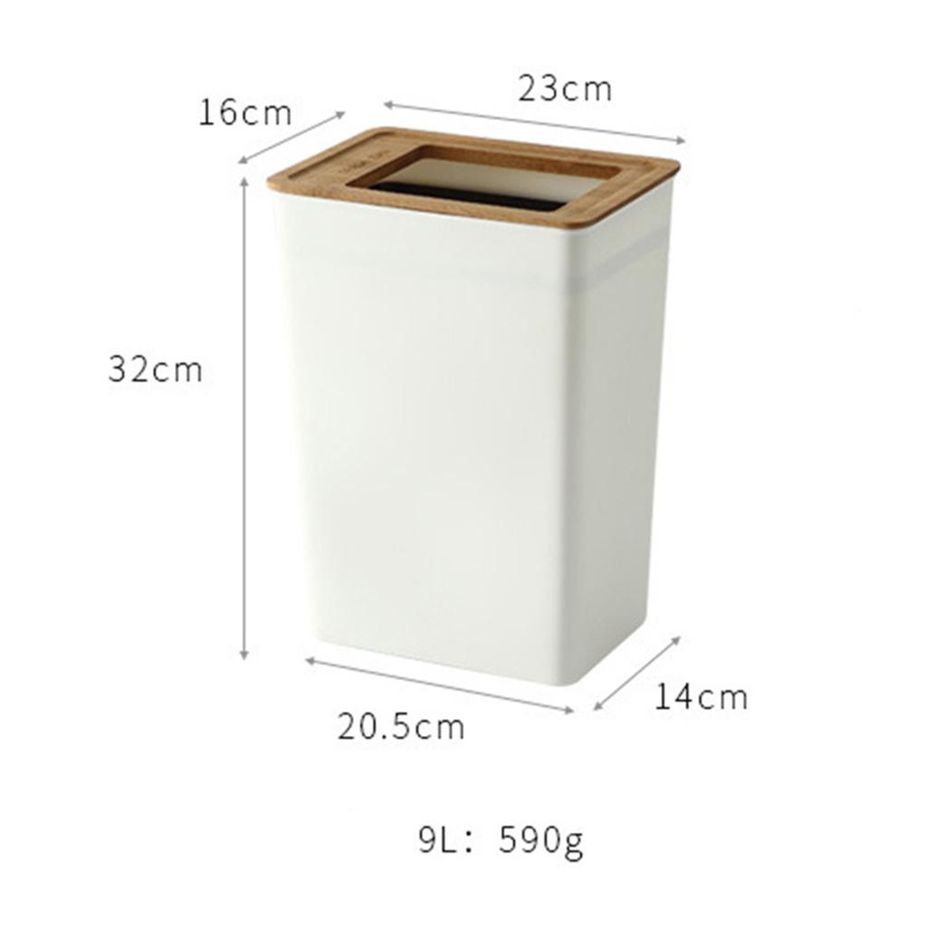 Bamboo Cover Nordic Trash Can Household Simple For Living Room Bedroom Bathroom Kitchen Paper Basket Rectangular Wastebasket