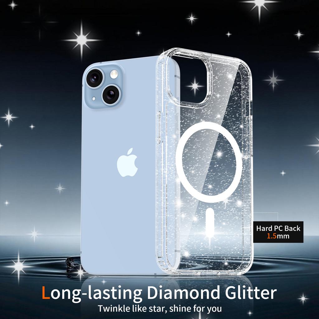 Clear Glitter Bling Sparkly Case For For Iphone 17E 16E 17 E Air 16 Pro Max 1 Plus 14 13 1Plus 14Plus Mag Safe Phone Cover