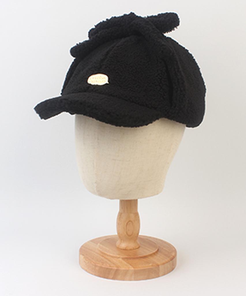 Yunibeosyeolkemiseuteuli Bubble Metal Black Fleece Earflap Cap