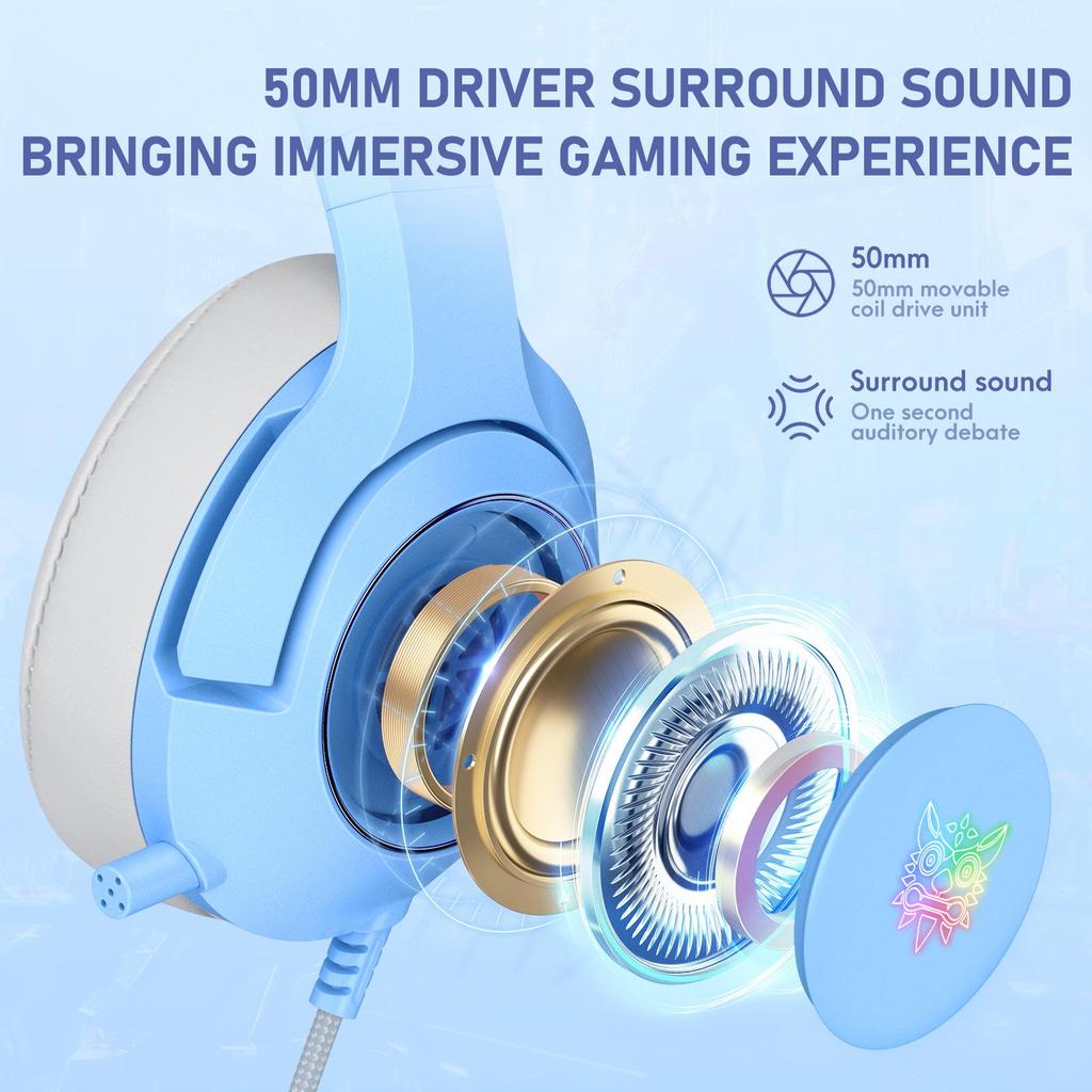 K9 Gaming Headset, Wired Over-Ear Headphones with Detachable Cat Ears, Noise Cancelling Microphone, RGB Backlight, Surround Sound for PC PS5 PS5 Xbox