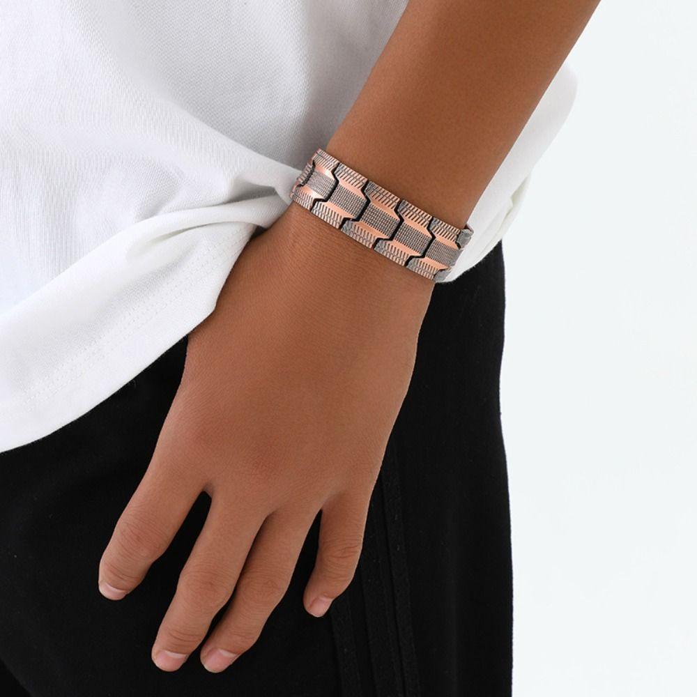 High Quality Adjustable Copper Bracelet Fold-Over Clasp Jewelry Gift Magnetic Bracelet 3X Strength Copper Wristband For Men