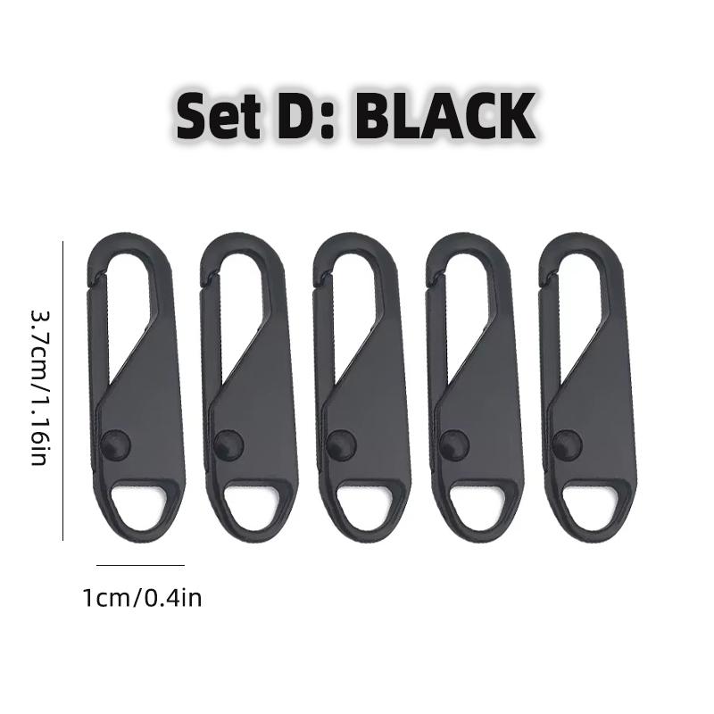 5Pcs Universal Metal Zipper Head Puller DIY Sewing Spring Lock Zipper Sliders Replacement Instant Repair for Clothing Bags Shoes