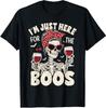 Halloween Women Funny I'm Just Here for The Boos Skeleton T-Shirt Mens Womens Tees Top