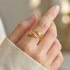 Adjustable Angel Wings Ring for Women, 18K Gold Plated Stainless Steel Wrap Bypass Band, Waterproof Jewelry