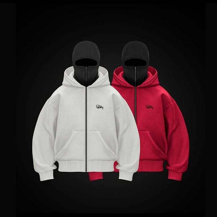 2025 American Trendy Double Hood Zipper Cardigan Hoodie - Couple Style, Windproof, High Street Fashion