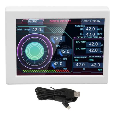 3,5-Zoll-IPS-Temperaturmonitor mit Typ-C-Display, stufenloser Dimmfunktion, drehbarem Design-Editor und CPU-Datenüberwachung für Desktop-Gehäuse
