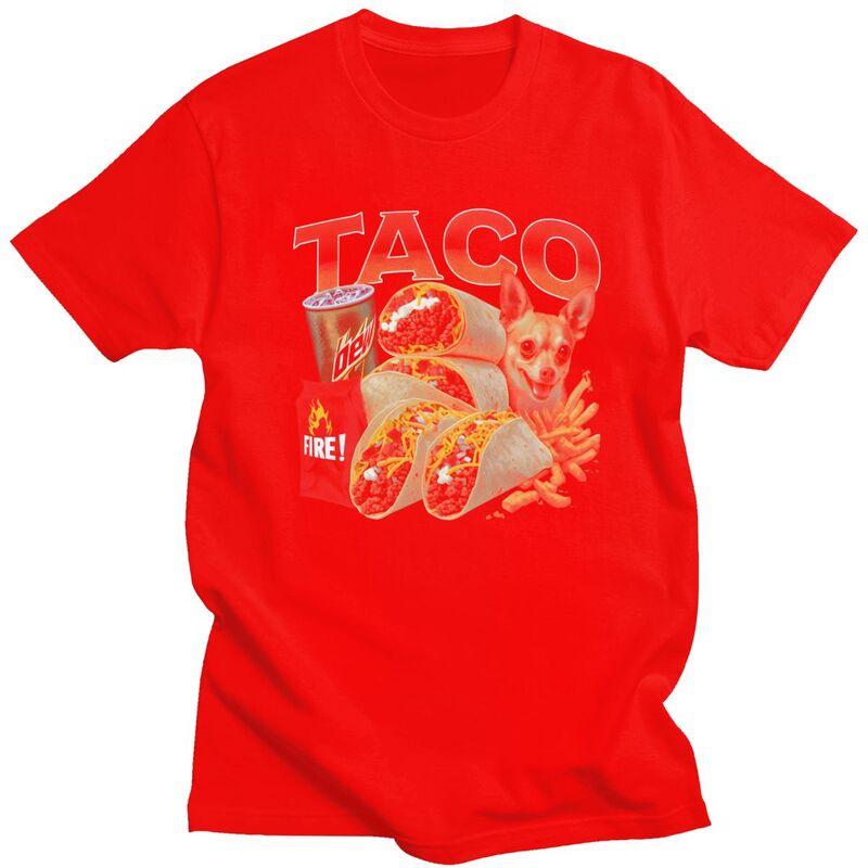 Mens Taco Bell Meme Dog T Shirt Round Neck Pure Cotton Short Sleeve Tee Shirt Casual Loose Oversized Summer Tyle Clothing
