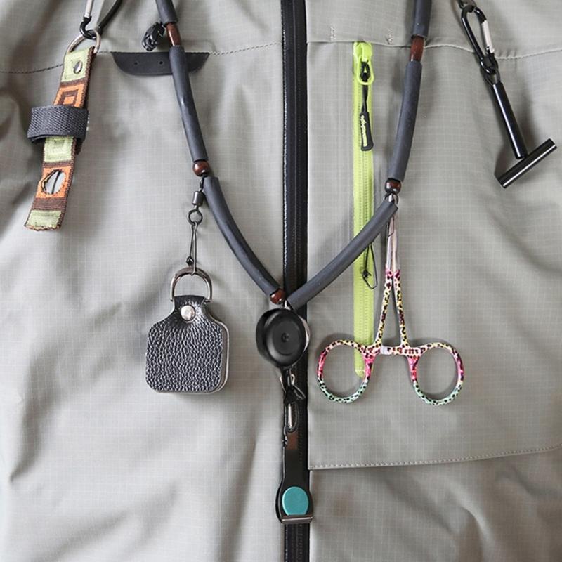 Multifunctional Fly Fishing Lanyard Necklace Fishing Gear Equipment Quick Release Fishing Tool Holder Lanyard with Clip