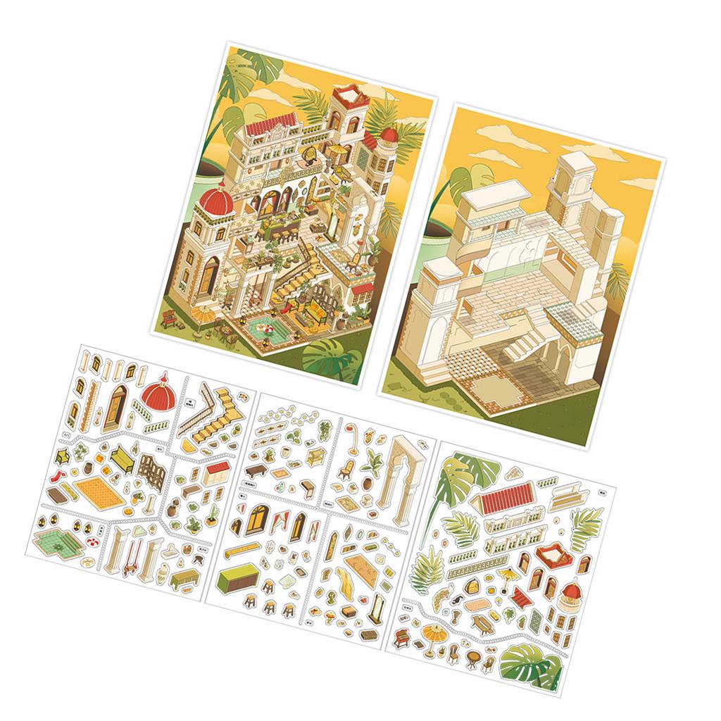 Scrapbooking Decorative Scenery Sticker Miniature Scene PET Sticker For Journal Planner Photo Album Laptop Phone Cover