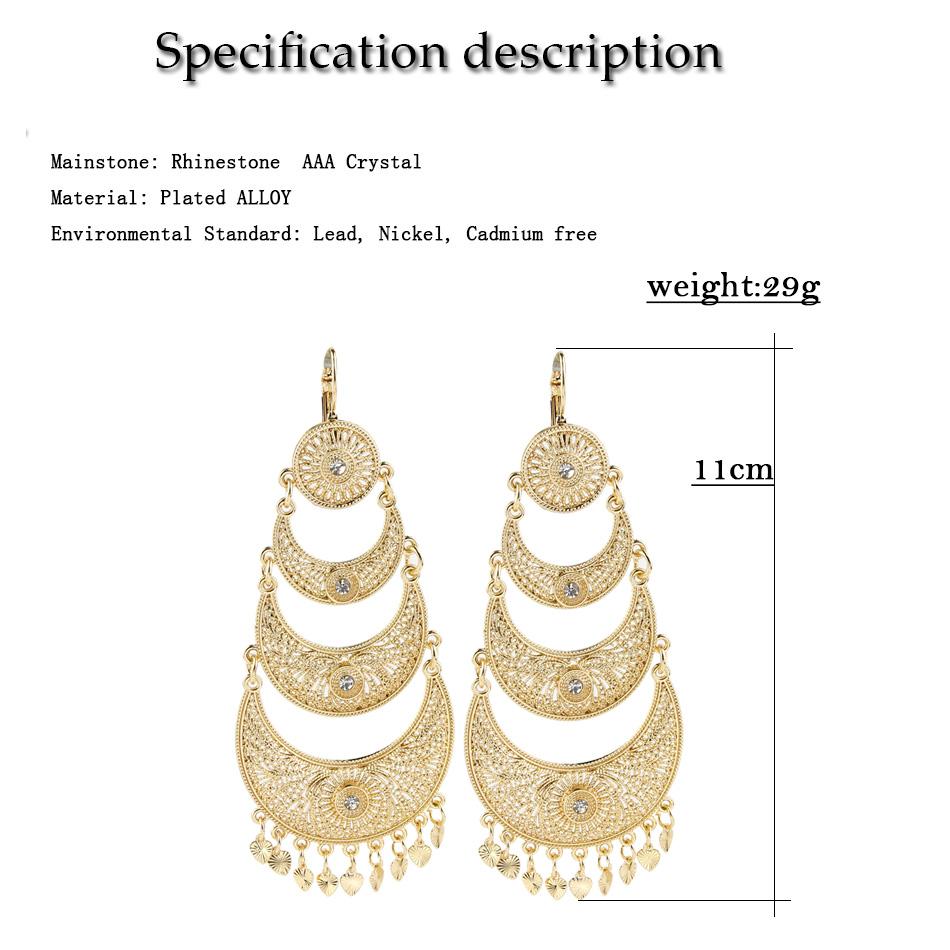 Women For Earrings Drop Long Traditional Muslim Wedding Hanging Earrings Bride Jewelry Gift