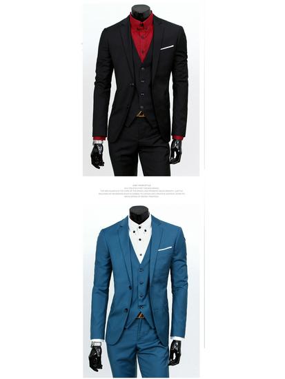 Men's Slim Fit Three-Piece Suit - British Casual Business & Wedding Style
