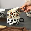 Zvířecí vzor Vysoce hodnotná krátká keramická pohárková miska na zmrzlinu a dezert High-endový smysl Dámský komerční hrnek na kávu Designová nika