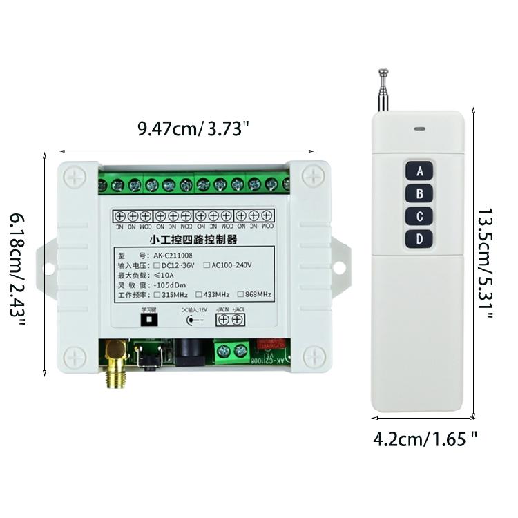 3000m DC 12V 24V Controller RF Wireless Remote Control  System 315/433MHz