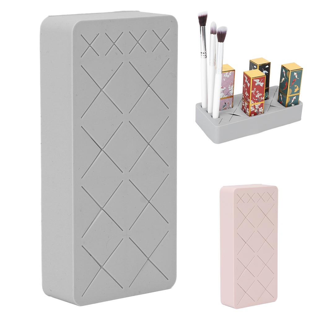 12 Slot Lipstick Holder Organizer Silicone Makeup Cosmetic Display Stand for Nail Polish Eyebrow Pen