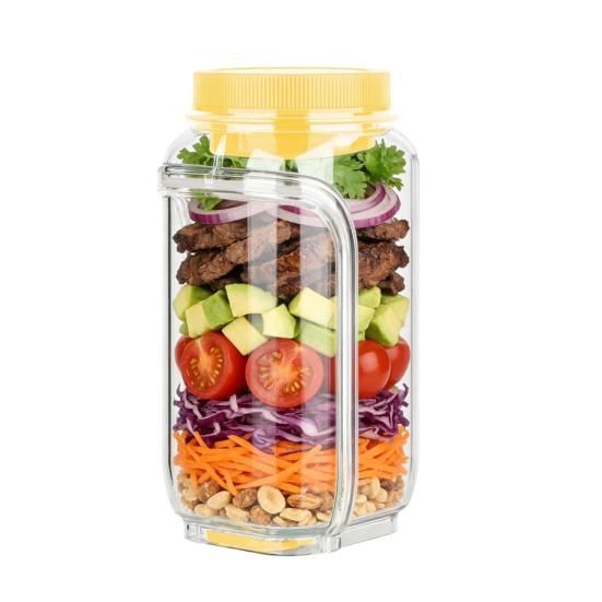 

1/2 шт. Банка для зберігання салату Харчовий клас Герметична Прозорий пластик Багаторазова Банка для салату Харчовий клас Контейнер для зберігання салату 1pc жовтий