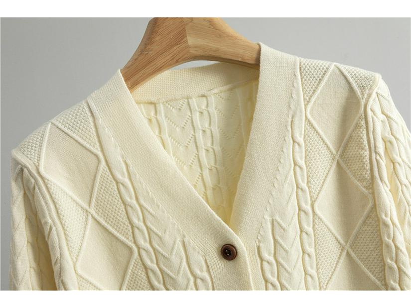 Women's Retro Cable Knit Two-Piece Set: Cardigan & Long Skirt