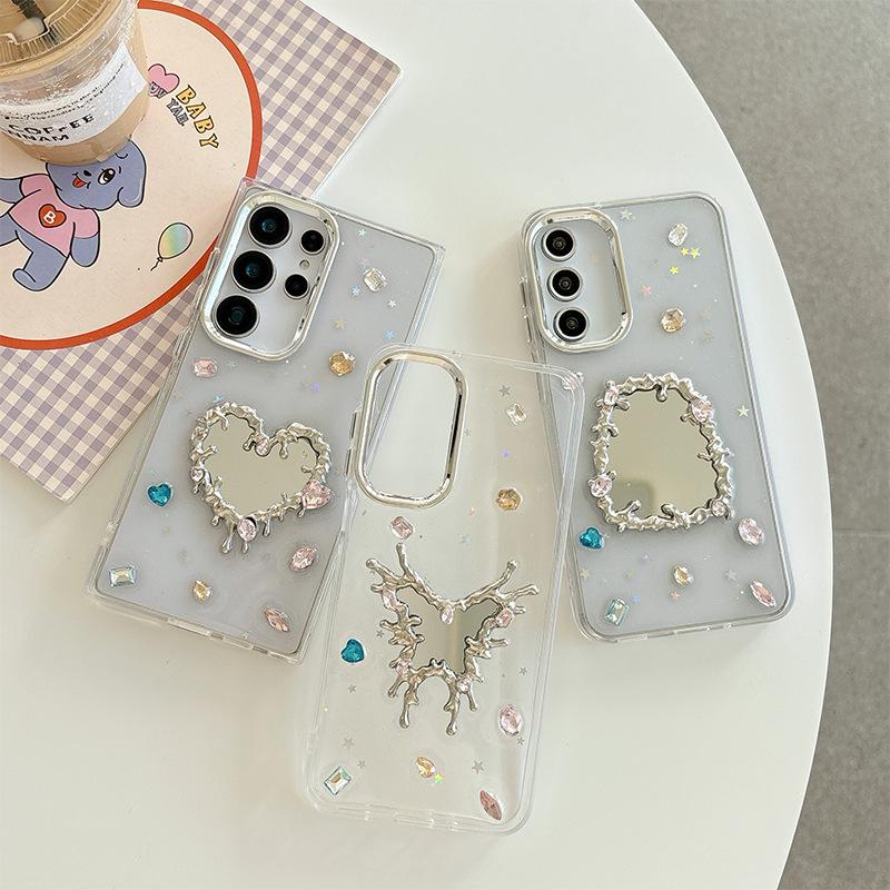 Applicable To Samsung S25Ultra Love Butterfly Mirror Mobile Phone Case S24 Small Fresh A04S Women'S A25 Soft
