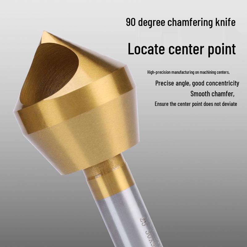 90° Straight Shank Oblique Hole Chamfering Tool with Titanium Cobalt-Plated Stainless Steel Drill Bit for Aluminum Alloy Deburring.