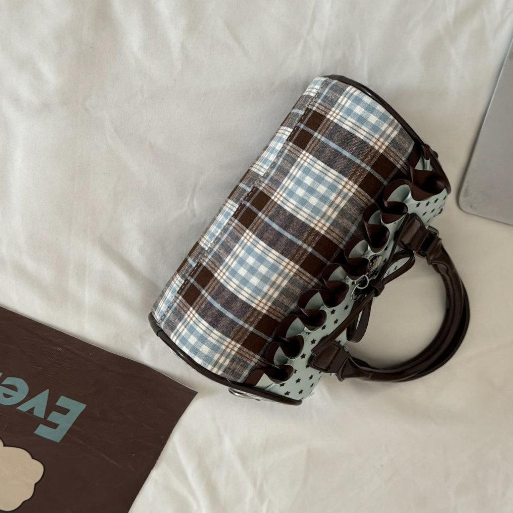 Canvas Boston Tasche mit Spitzenbesatz und süßer Schleife für den täglichen Gebrauch Damenmode