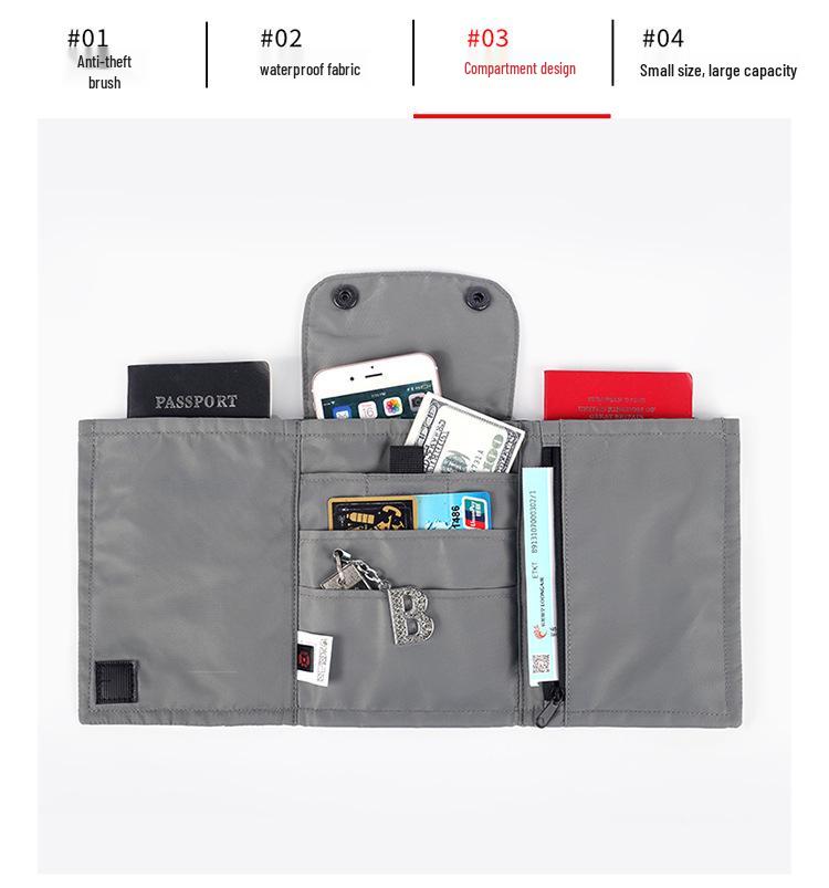 Weiqiang Waterproof Travel Document & Passport Holder, Neck-Hanging Nylon Pouch for Coins/Phone