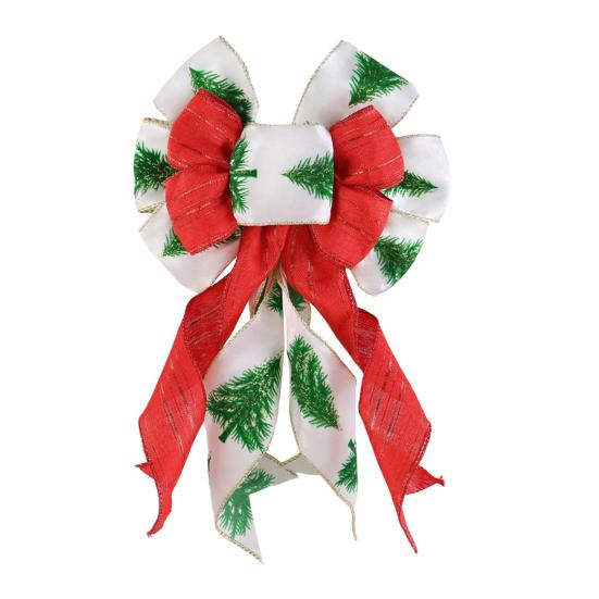 Yousheng Christmas Tree Topper Bow Striped Print Xmas Wreath Gift Bow Christmas Home Indoor Outdoor Decoration