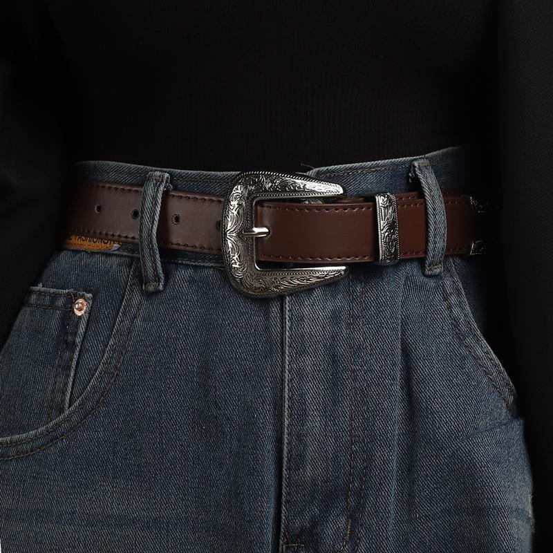 European and Black Belt for Women's Decoration, Simple and Versatile Belt, Retro and F
