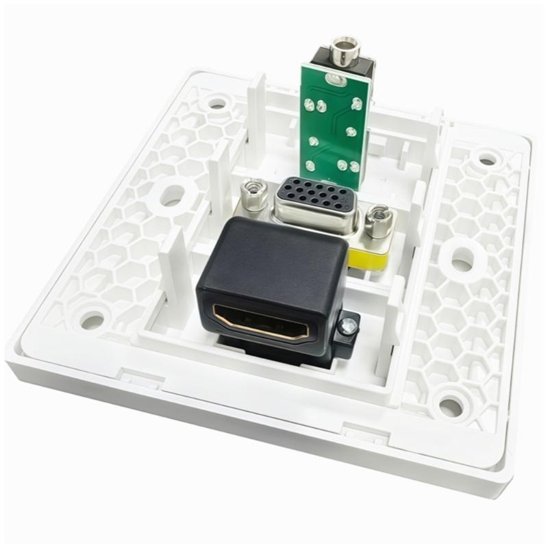 86mm Multimedia HDTV VGA 3.5mm Wall Plate Wall Outlet Video Socket for Easy Solderless Installation In Homes Theater
