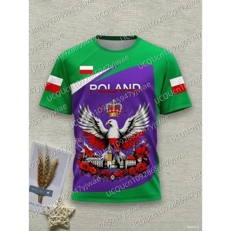 Summer Casual POLAND 3D Graphic Tee Men Women's Casual Short Sleeve Round Neck Children Sport T-shirt Tops