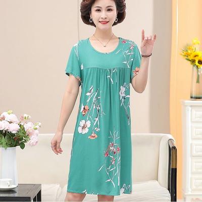 Women's Summer Loose Fitting Short Sleeved Dress Home Wear Cotton Silk Pajamas