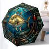 Underwater Adventure Pattern Umbrella, Portable and Foldable Design, 8 Ribs, a Casual Accessory for Halloween, Christmas, and Birthday Gifts.