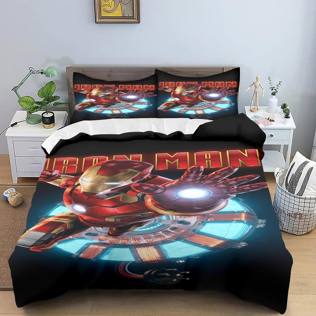 Iron Man Kuromi Povlečení pro děti Královská velikost Luxusní povlak 100% Polyester 3dílné Vánoční dárky Domácí dekorace