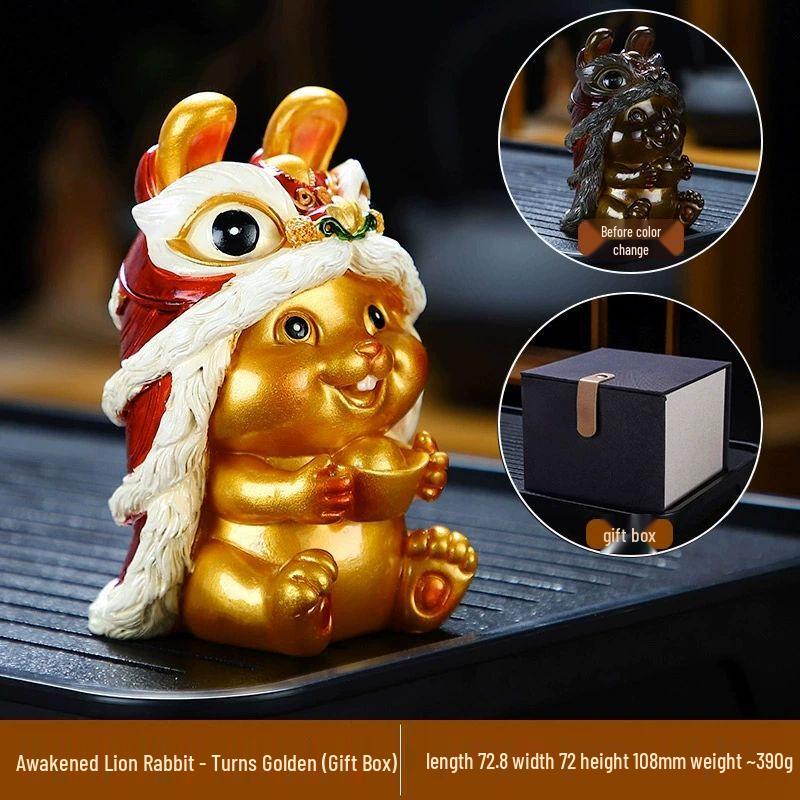 

Zodiac Awakening Lion Resin Tea Pet Ornament