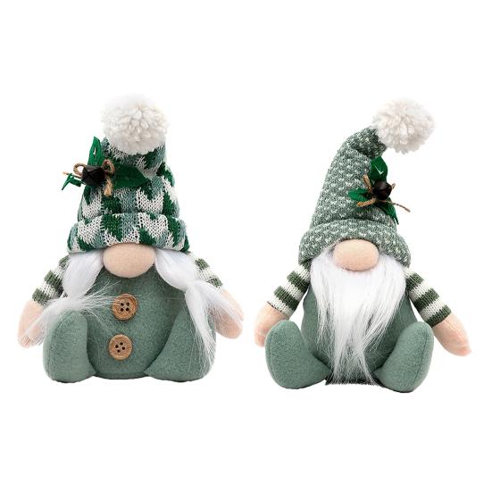 Christmas Gnome Doll Decoration Handmade Plush Green Swedish Tomte Figurine Holiday Elf Dwarf Ornaments for Home Tiered Tray Tabletop Decor