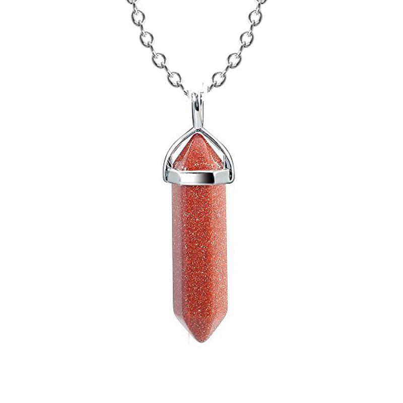 Collar Colgante Hexagonal de Cristal de Piedra Natural - Joyería de Cadena para Clavícula Multicolor