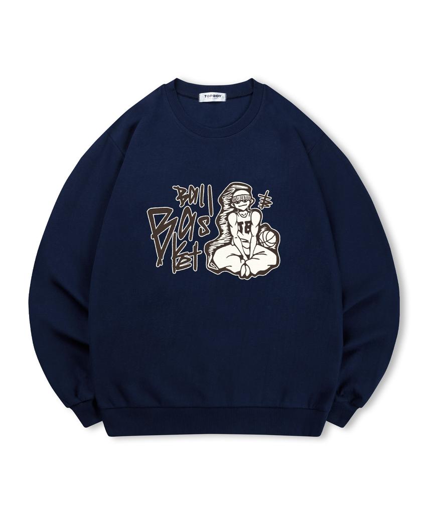 TOPBOY [Non-Fleece Or Fleece] Basketball Print Sweatshirt (Type A)