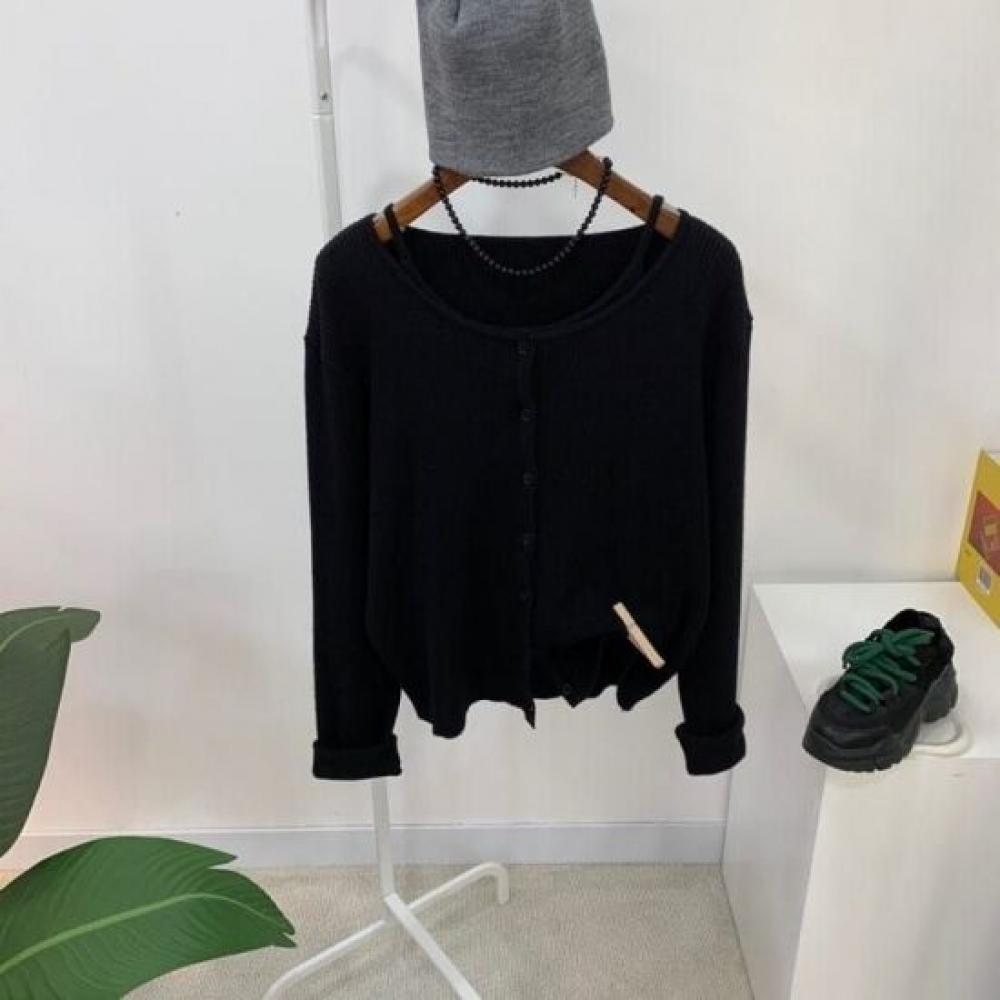 C S In The Room Ribbed Long Sleeve Knit Cardigan And CamiSole Set 5 ColorS