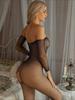 Kobiety seksowne erotyczne kabaretki body Catsuit przezroczyste otwarte krocza ubrania przepuszczalne pończochy ciała siatkowe kombinezony bielizna
