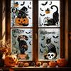Window Decoration for Party 4 Sheets Halloween Black Cat Clings, Spooky Pumpkin Reusable Sticker Sticker, Double Sided Static Decals Glass Door Mirror