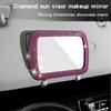 Car Sun Visor Mirror, Bling Reinestone Crystal Visor Makeup Vanity Cosmetic Mirror Clip for Women Girls, Automotive Mirror Light Sun Shading
