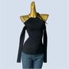 Sexy Strapless Lace-up Hanging Neck Long Sleeve Knit Women Autumn French Style Pure Desire Inner Wear Slim Fit Slimming Chic Top