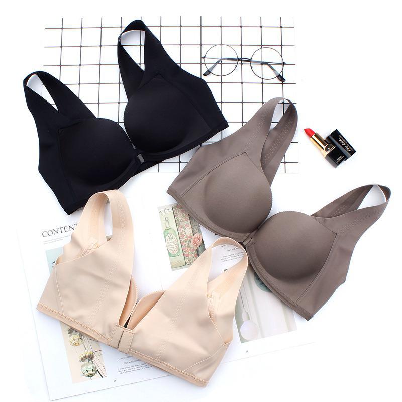 Women's Sexy Seamless Push-Up Bra: Wireless, Adjustable Front Buckle, Side Support, Beautiful Back Design