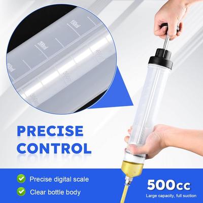 Car Engine Oil Fluid Pump 500/200cc Efficient Vacuum Manual Inhalation Syringe Style Engine Cooolant Transfer Translucent