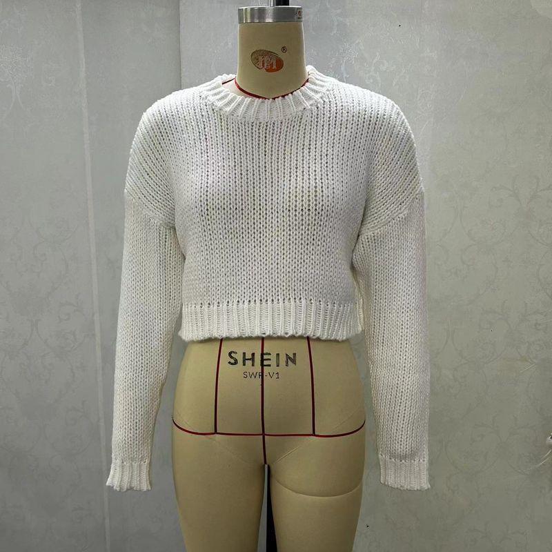 Summer and Autumn Stylish Fashion Autumn Colorized Sweater Export Loose Leisure Short Contrast Color Stripes Knitwear Tops