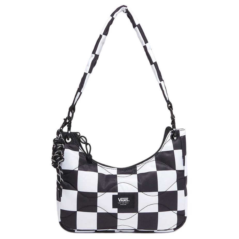 Vans Checkerboard Pattern Zipper Closure Polyester Underarm Tote Shoulder Bag Regular Women bags Black White VN000KDFE2N1 Black & White