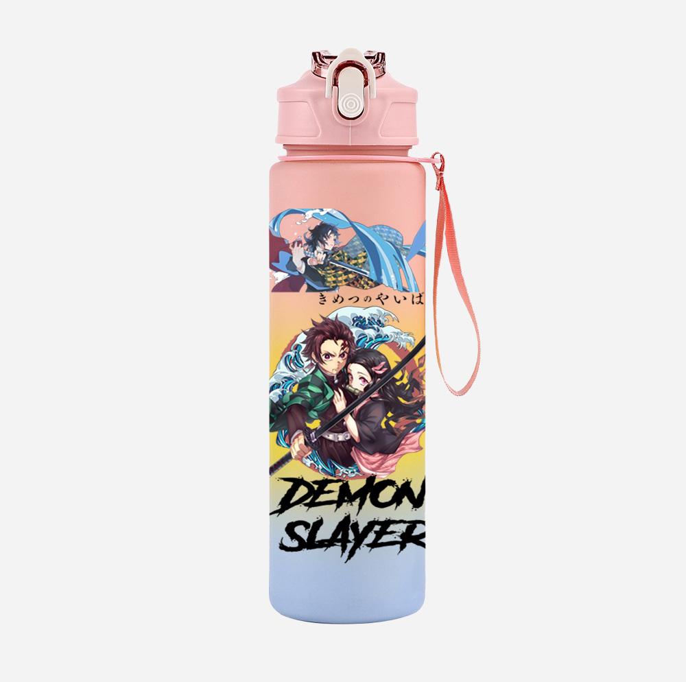 Anime Cartoon Demon Slayer Printed 750Ml Water Bottle Large Capacity Drinking Cup Portable Children Outdoor Sports Water Cup