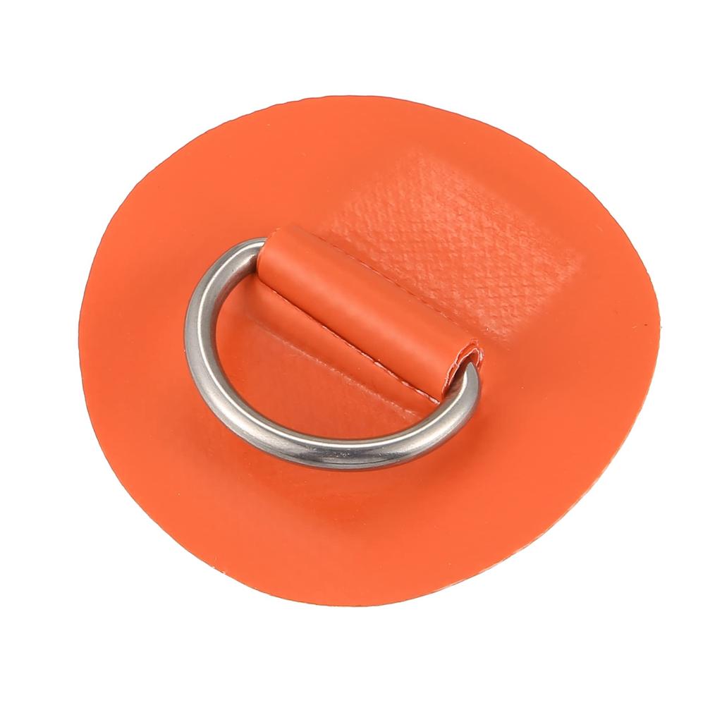 X AUTOHAUX D-Ring Patches PVC Stainless Steel Round D-Ring Pads for Surfboard Inflatable Boat Kayak Canoe Deck 6cm Orange