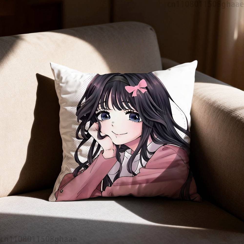 Waguri Anime Kaoruko Pillow Case Antidustmite Pillowcase Invisible zipper silky short plush Sofa cushion cover
