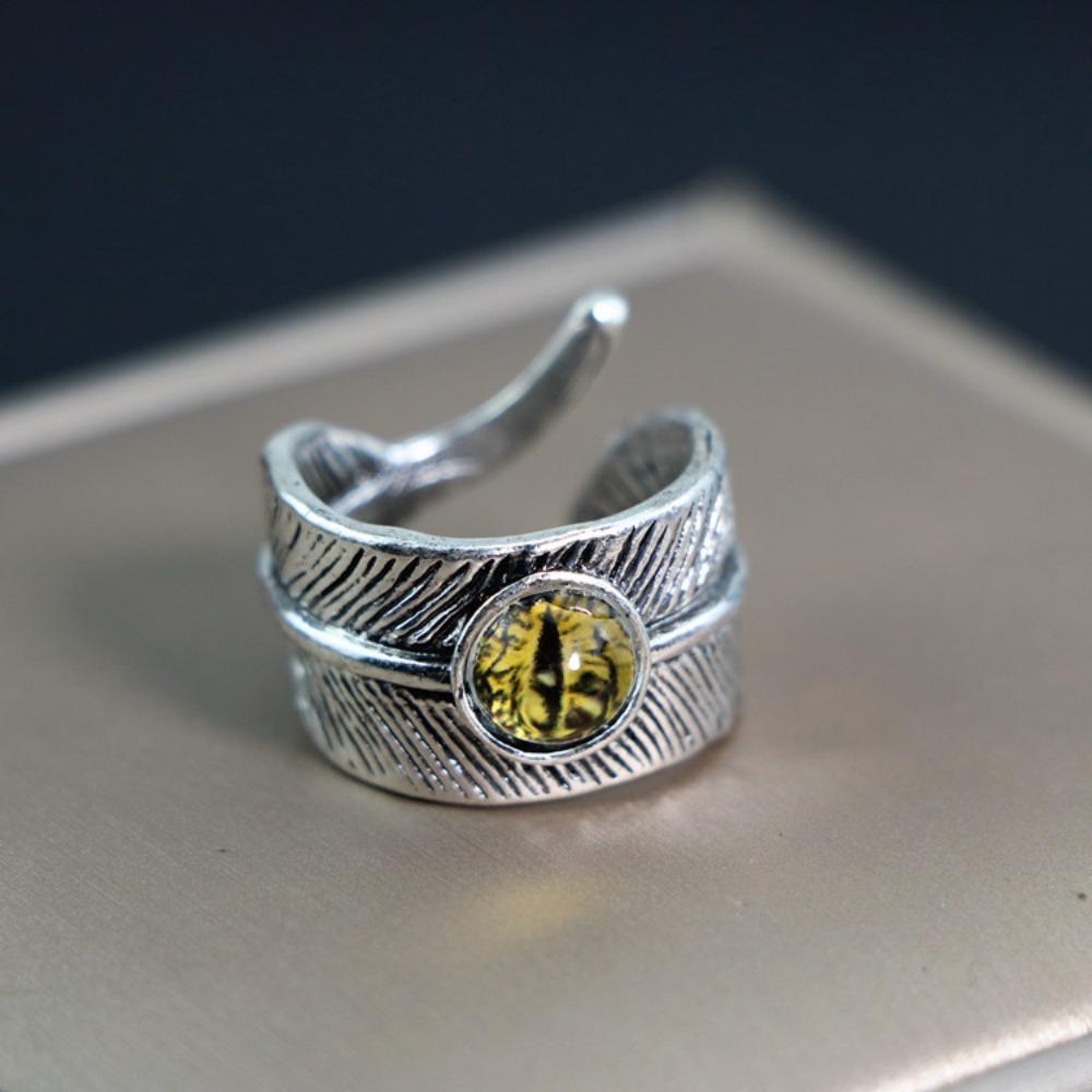 European and American Men's Trendy Metal Ring, Retro Style Cool and Handsome Design Totem Geometric Men's Ring